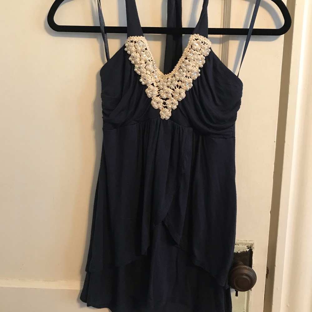 Dressing navy halter top